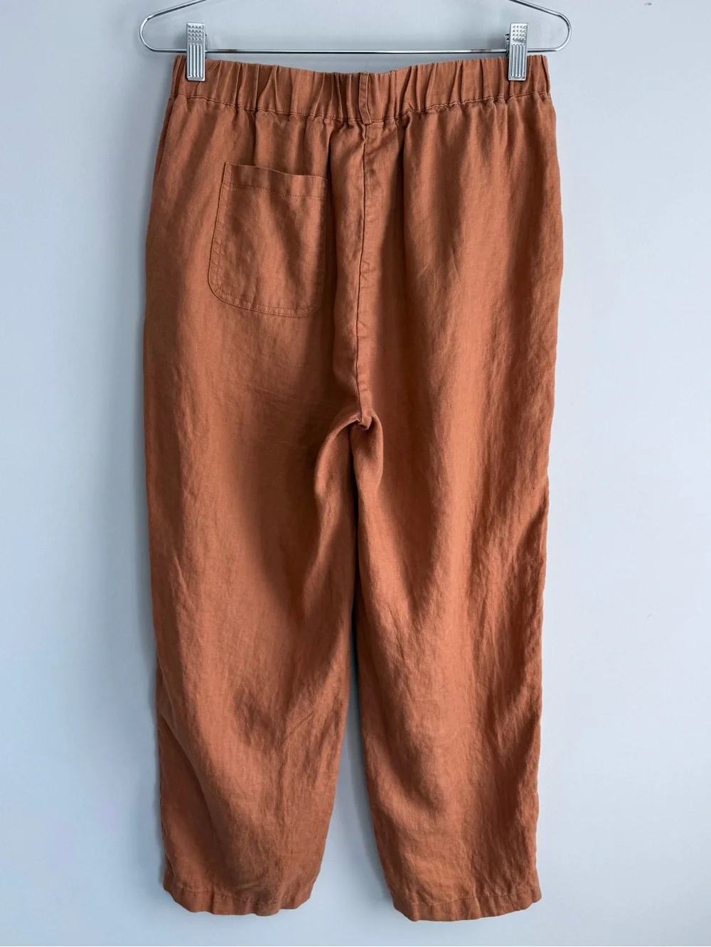 Quince 100% European Linen Pants Terracotta Rust Lagenlook Easy Pull-On Small S